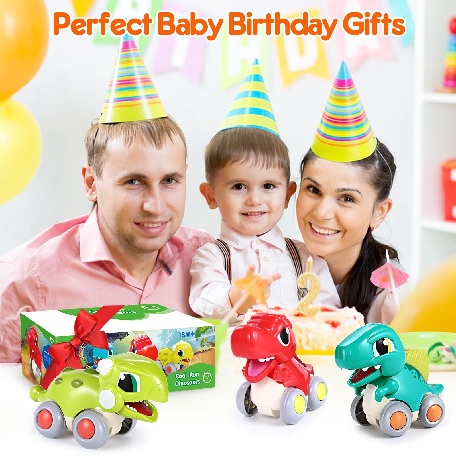 LUDILO Push and Go Dinosaur Toy Cars for Toddlers 1-3 Years - Best Birthday Gifts for 1 Year Old Boys | Fun Learning Toys for 12-18 Months Babies | Perfect for Playtime, Early Development & Sensory Stimulation