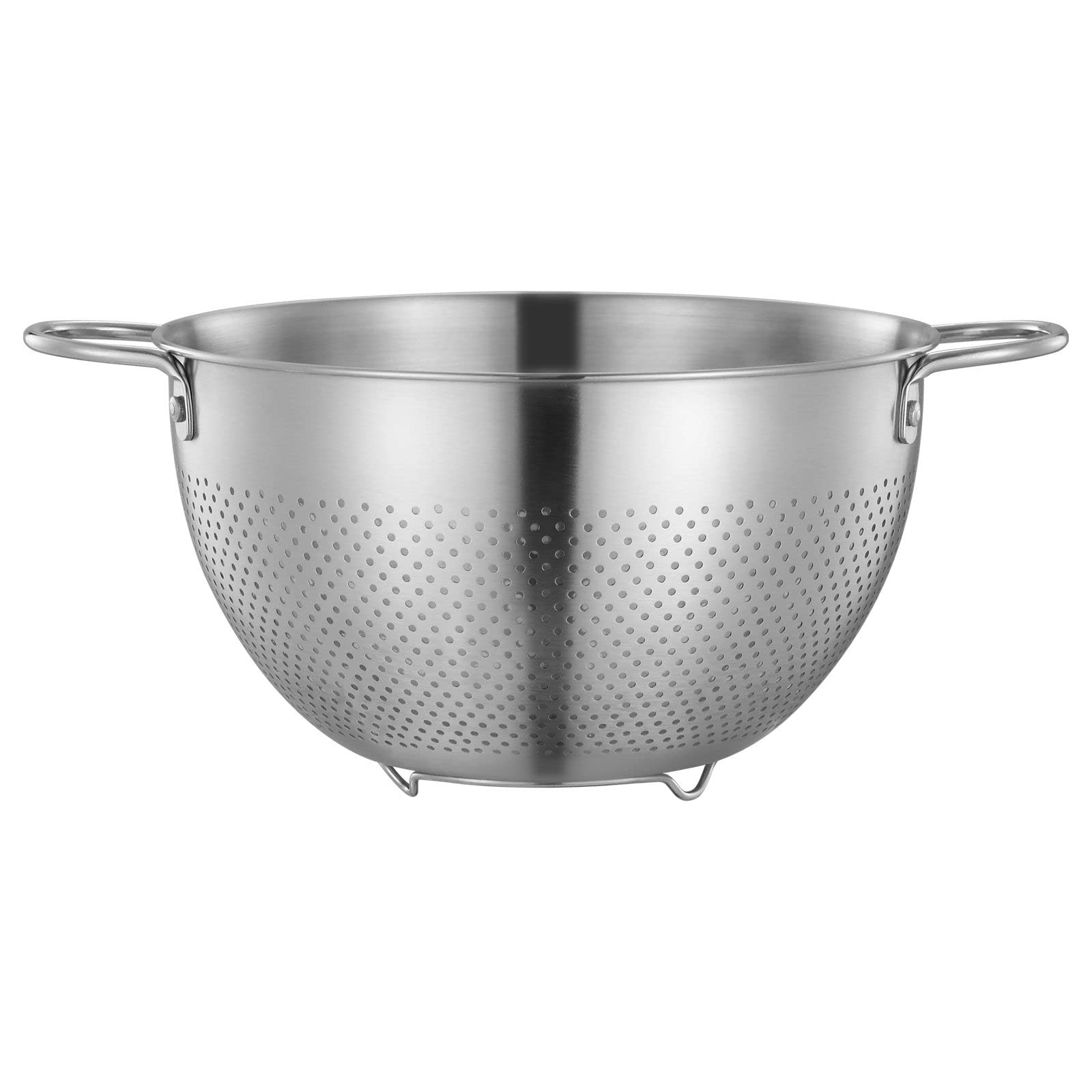 Stainless Steel Colander with Handle & Feet - 24cm/4.2QT Pasta Strainer for Noodles, Rice, Vegetables & Fruits - Dishwasher Safe Metal Food Strainer - Perfect for Kitchen, Cooking & Meal Prep