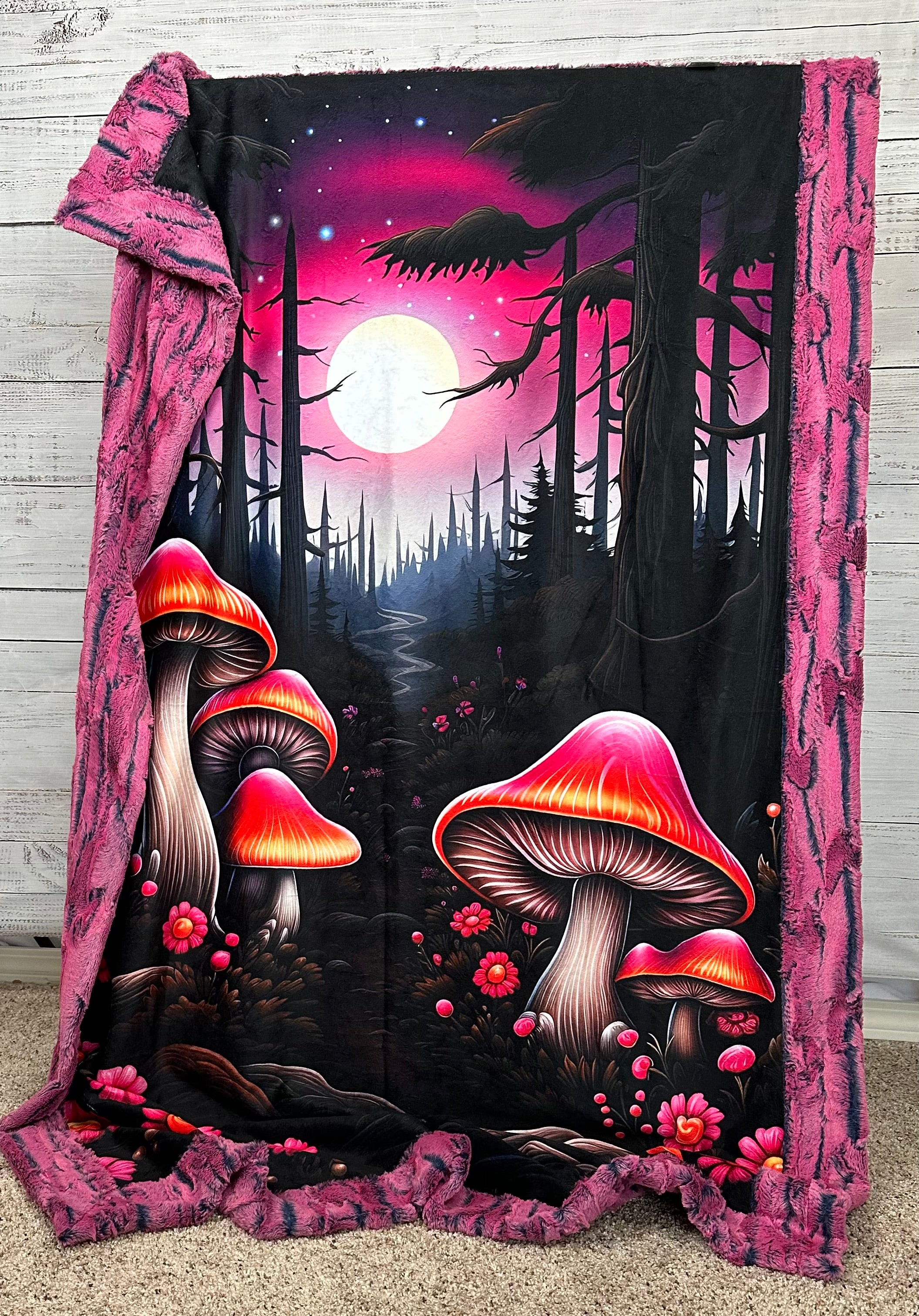 Azalea Luxe 41x60 Inch Psychedelic Mushroom Print Baby Blanket - Soft Toddler Travel Blanket, Crib Cover & Kids Bedding with 13x19 Inch Pillowcase for 12x18 Pillow | Nursery Decor, Daycare Nap Time, Stroller Cover & Cozy Bedtime