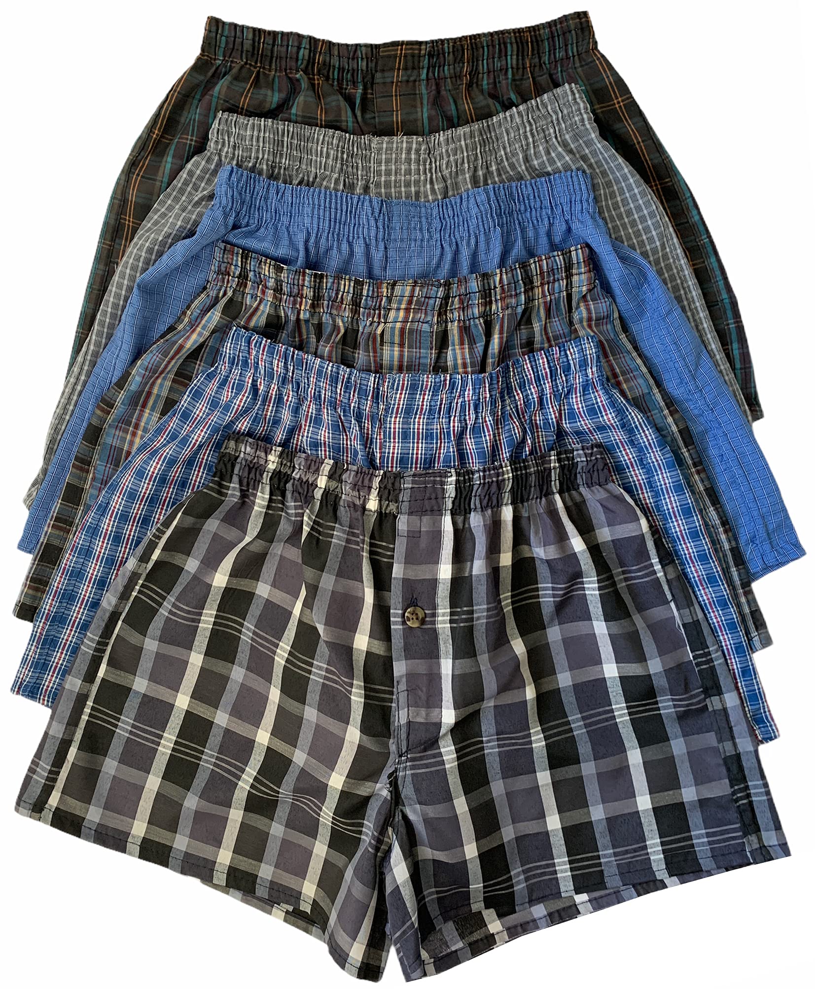 ToBeInStyle Boys' Cotton-Blend Tartan Boxer Shorts 3-Pack or 6-Pack - Soft & Breathable Underwear for School, Sports & Everyday Comfort