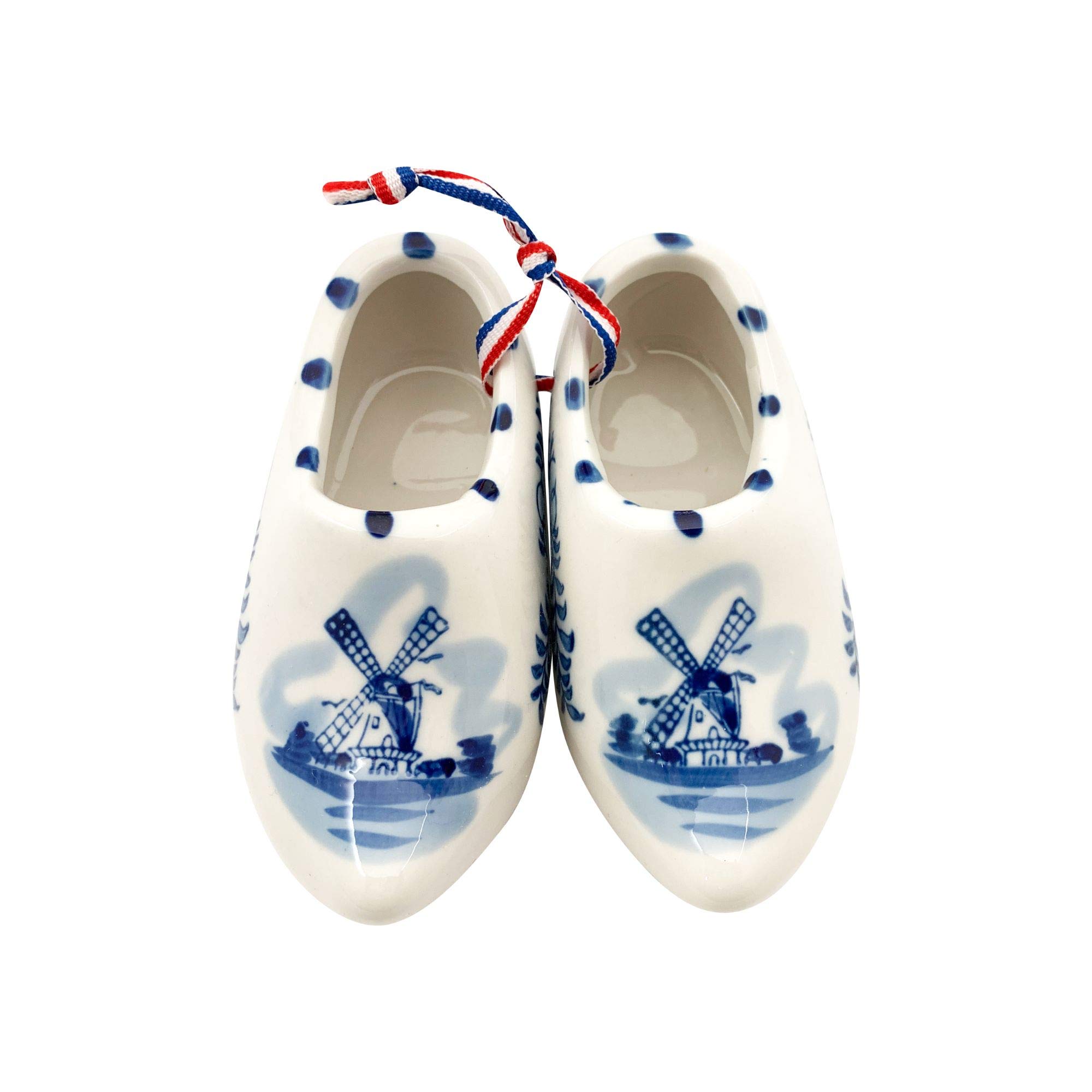 Delft Blue Ceramic Dutch Wooden Shoes - Miniature Collectible Pair (2.25