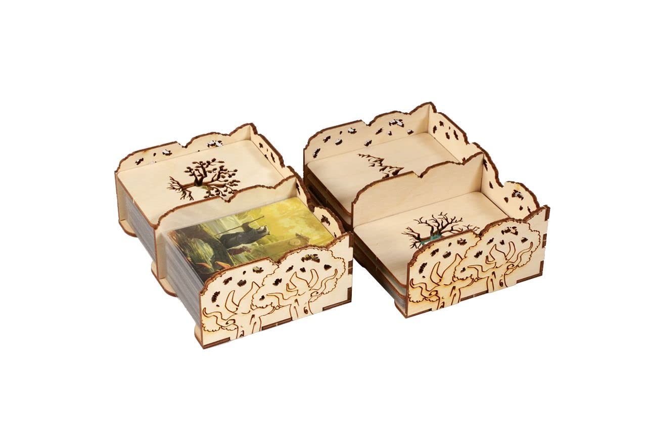 Everdell Board Game Organizer - Wooden Storage Box with Adjustable Trays for Tokens, Coins & Cards | Compatible with The Broken Token | Perfect for Game Night Organization & Component Protection