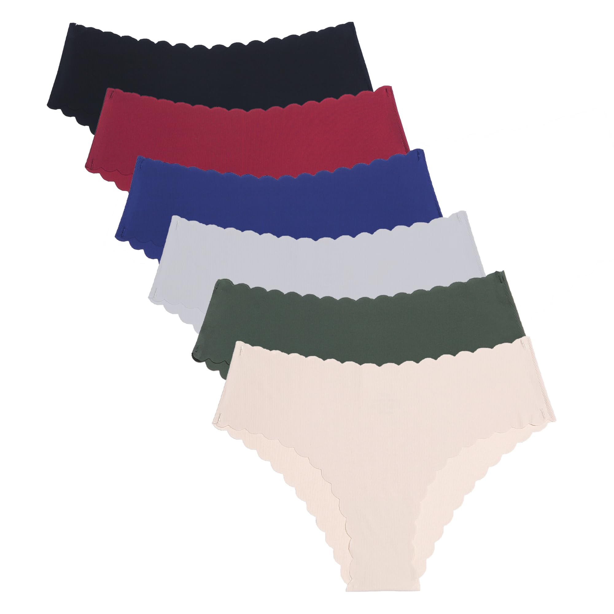 Wetopkim Seamless Thongs for Women - No Show Panties V-Waist Stretch Breathable Underwear 6 Pack (S-XL) | Comfortable Invisible Panties for Yoga, Workout & Everyday Wear