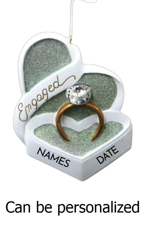 Personalized 4 Engagement Ring Ornaments - Custom Wedding Proposal Decorations for Christmas Tree, Gift Box & Romantic Proposal Scenes