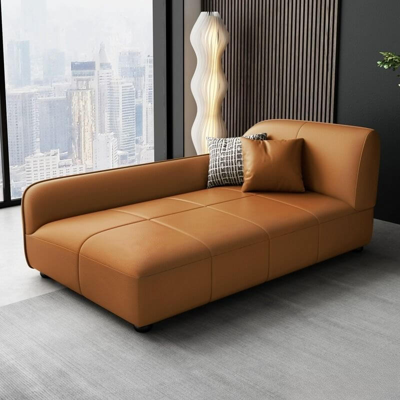 Modern Waterproof Solid Color Chaise Lounge Sleeper Chair with Flared Arm - Right Arm Facing Chaise for Living Room, Bedroom, or Office Relaxation