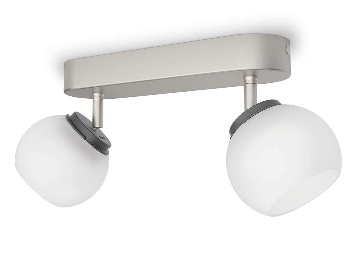 Philips myLiving Balla LED Spot Bar/Tube Light - 2 x 4W Integrated LED, 230V, Nickel Finish - Perfect for Kitchen, Bathroom & Office Lighting