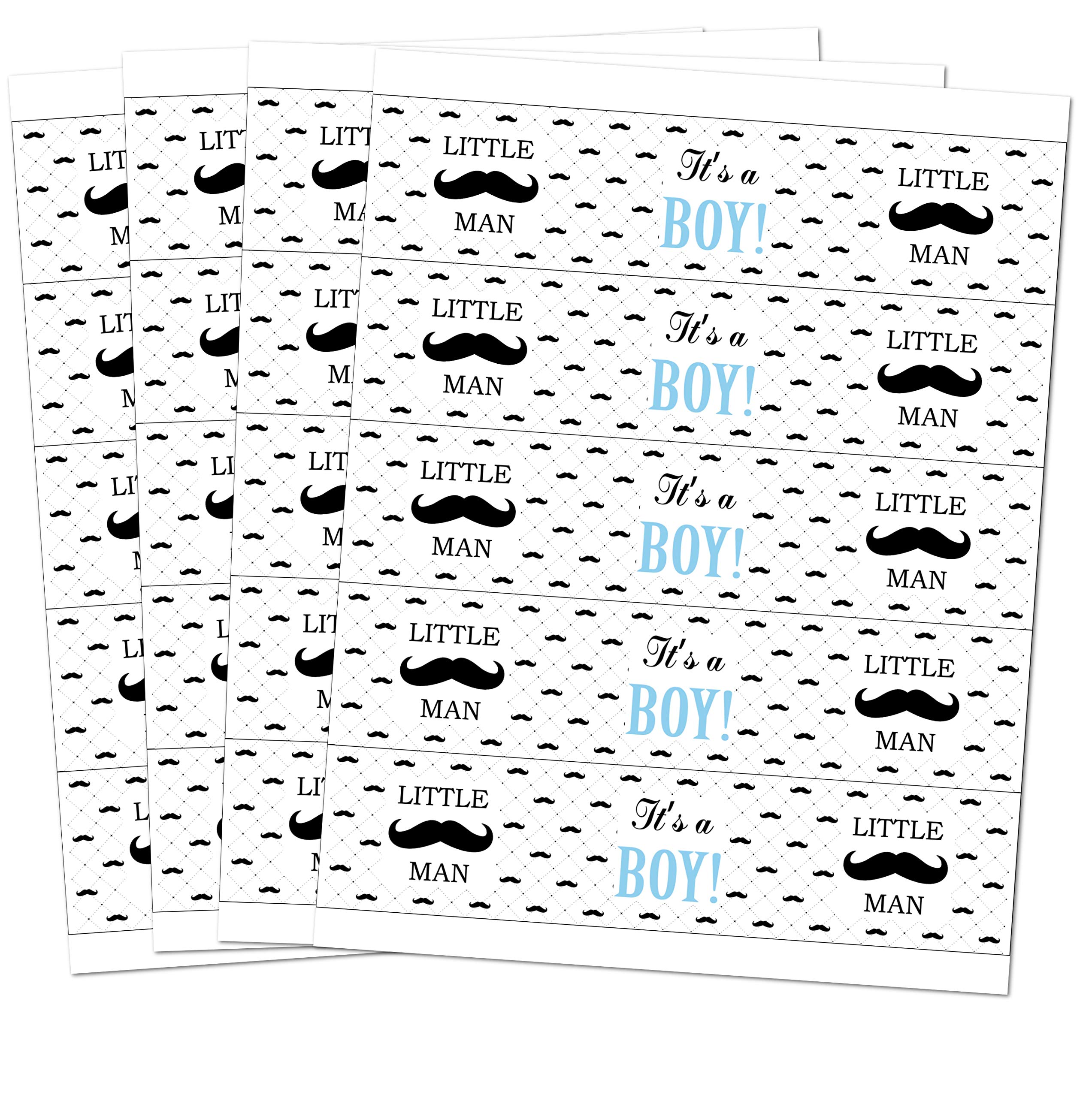 25 Little Man Water Bottle Labels - Waterproof Baby Shower Decorations for Boys | Its a Boy Stickers, Birthday Party Supplies | Perfect for Baby Showers, Birthdays & Celebrations | Made in USA
