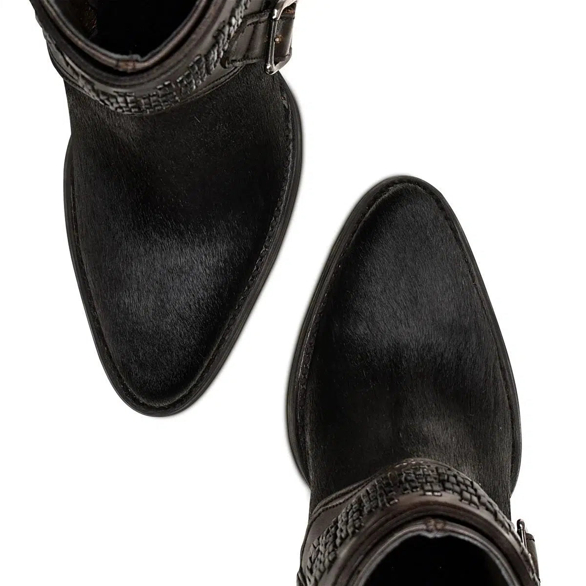 Cuadra Black Fashion Cowboy Cow Hair Ankle Boots for Women - Stylish Western Boots for Country Rides, Parties & Everyday Wear