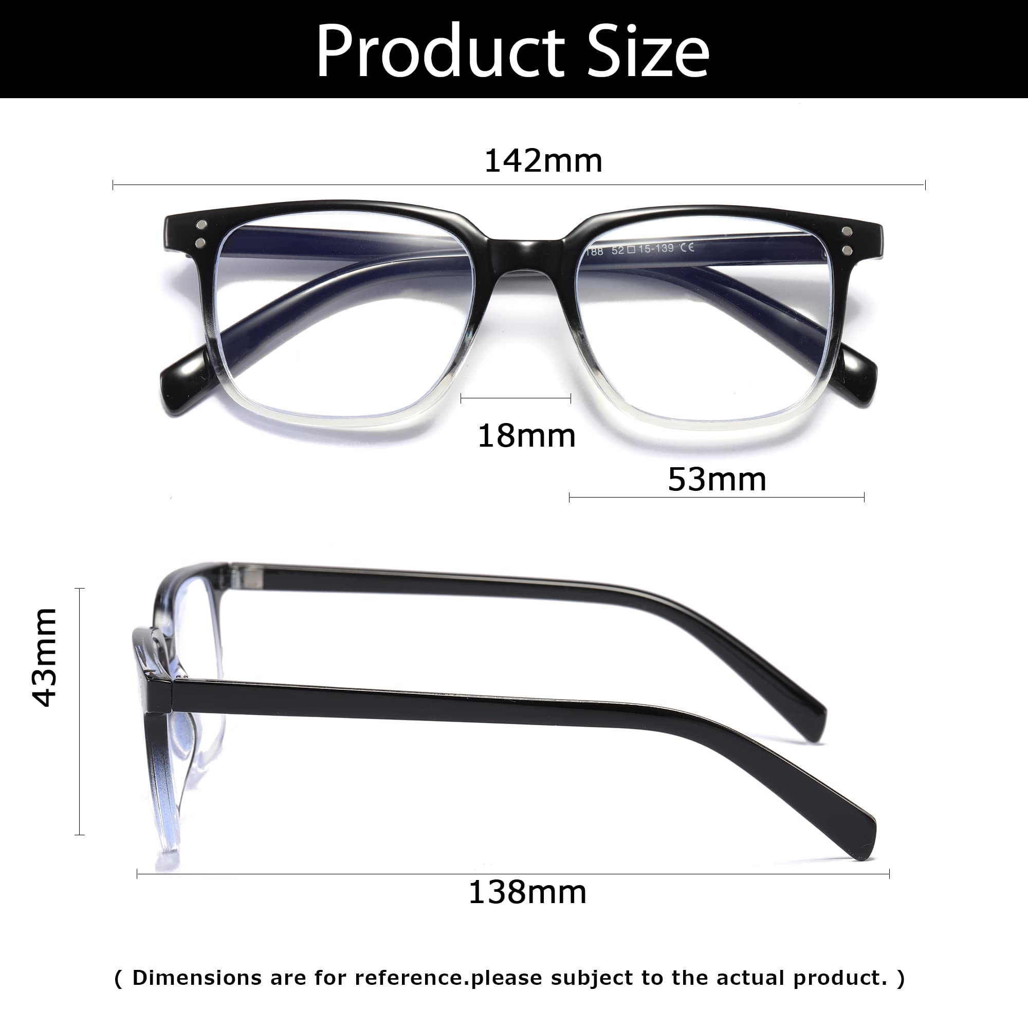 B&Q 4 Pairs Blue Light Blocking Reading Glasses - Anti Eyestrain Computer Glasses for Men & Women - Perfect for Office Work, Gaming & Screen Time