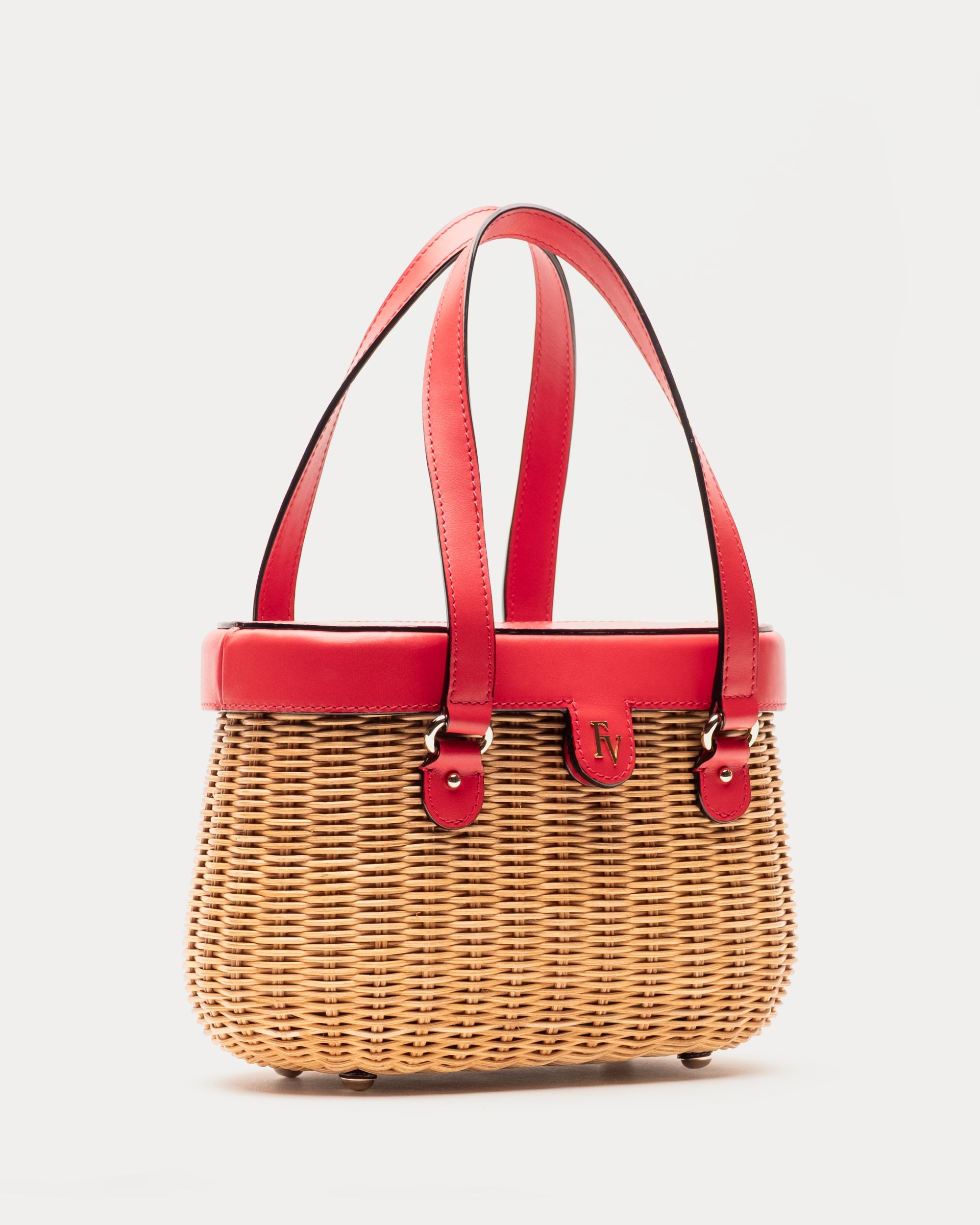 Willow Wicker Basket - Handwoven Natural Rattan Storage Bin with Sturdy Handle - Perfect for Home Organization, Laundry, Picnics & Farmhouse Decor (Red)