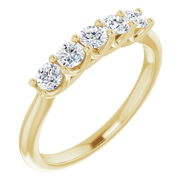 0.50 Carat Round Cut Diamond Wedding Band - 5 Stone Trellis Setting in 14K Gold - Elegant Bridal Ring for Engagement, Anniversary & Special Occasions