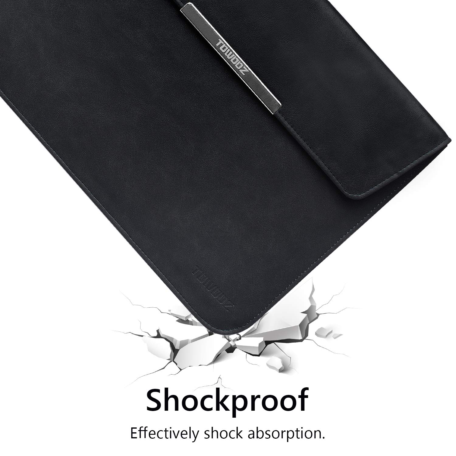 TOWOOZ 13-14 Inch Laptop Sleeve for MacBook Pro/Air, Dell XPS 13 & Surface Pro X - Protective Neoprene Case with Storage Pouch (Black) | Perfect for Work, Travel & School