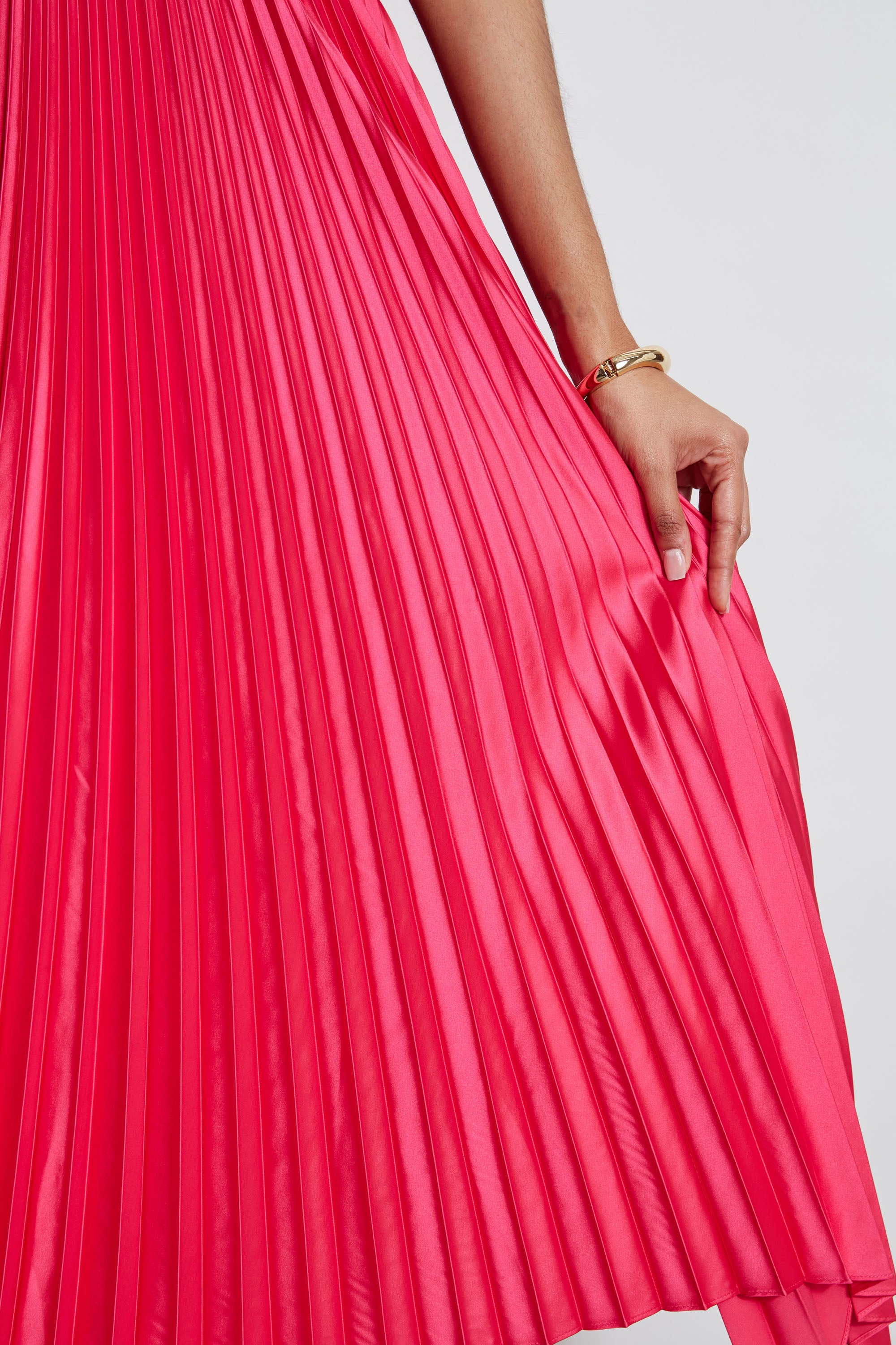 Elegant Pleated Midi Dress for Women - Flowy A-Line Skirt Dress with Pockets | Perfect for Office, Party & Summer Outfits