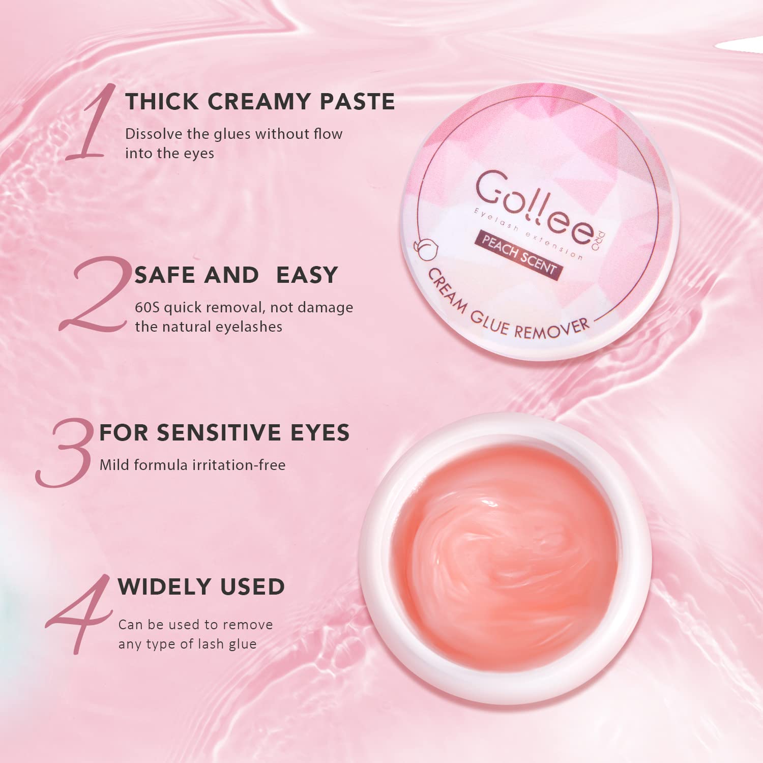 Professional Eyelash Extension Remover - 15g Fast Dissolving Lash Glue Remover for Extensions | Gentle Formula No Damage to Natural Lashes | Peach Scented | Perfect for Salon & Home Use