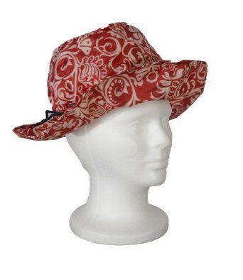 Kiva Red Scroll Hide a Hat - Stylish & Adjustable Sun Hat for Women - Perfect for Beach, Travel, and Outdoor Activities