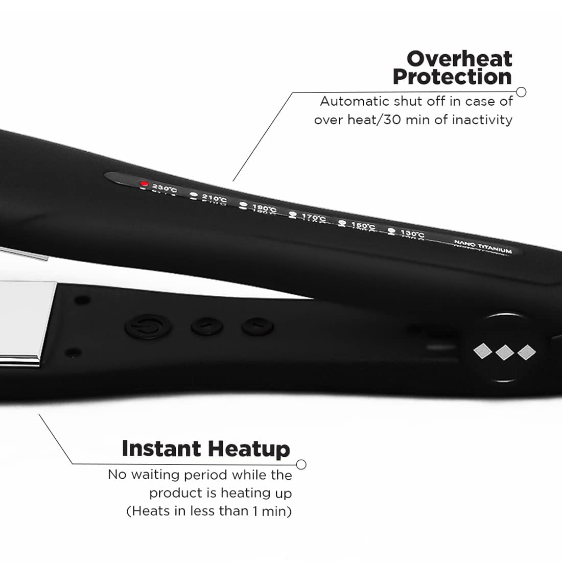 IKONIC PRO Titanium Shine Black Hair Straightener - Professional Flat Iron for Smooth, Silky Hair at Home or Salon | Perfect for Styling, Straightening & Frizz Control