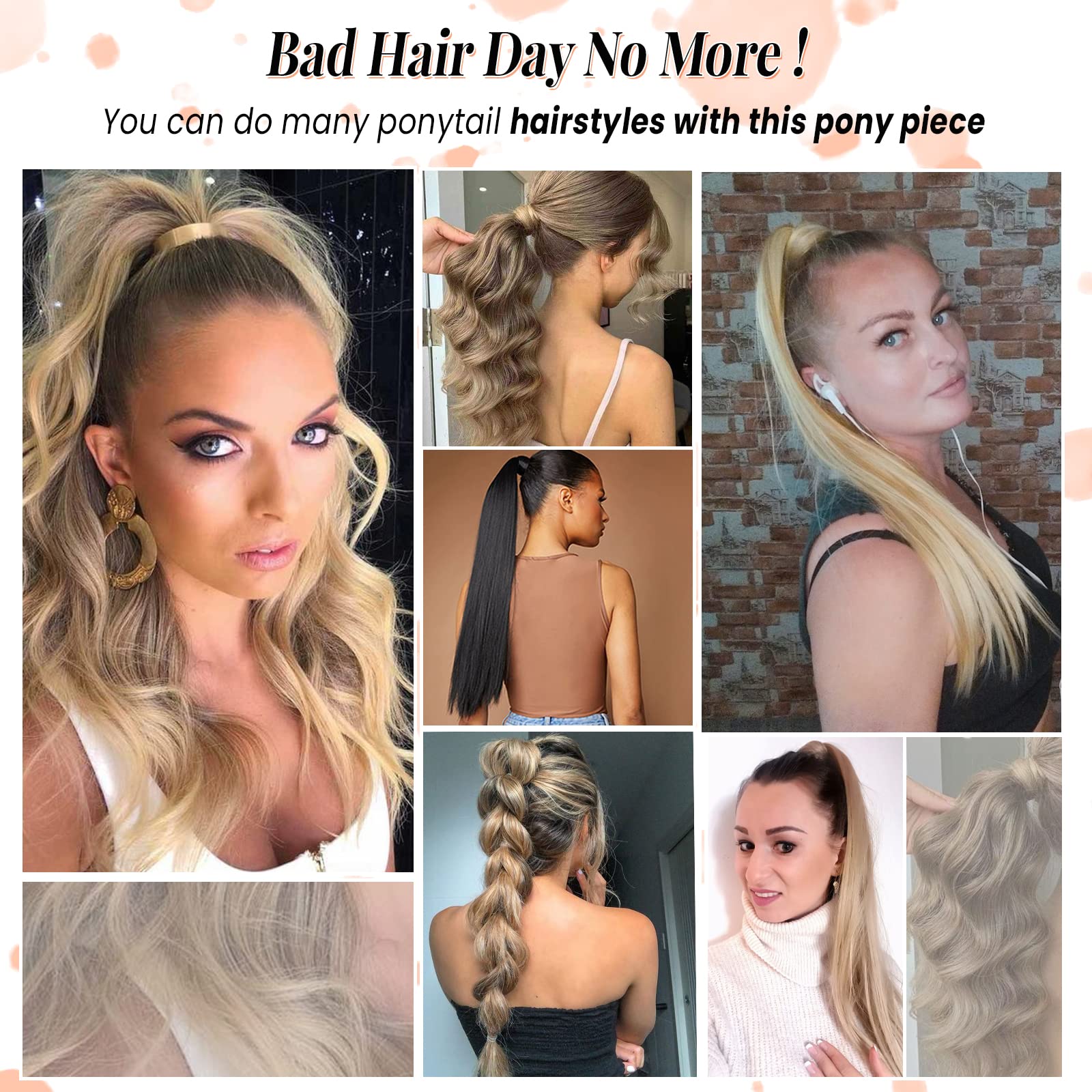 Licoville 18 Inch Clip-in Ponytail Hair Extensions - 80g Silky Straight Virgin Human Hair for Black Women | Jet Black Wrap Around Ponytail | Perfect for Parties, Weddings & Everyday Styling