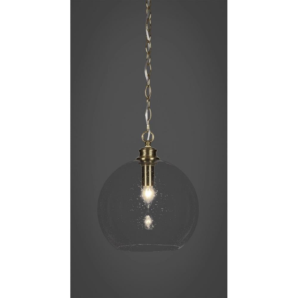 Toltec Lighting Kimbro 1-Light Modern Pendant in New Age Brass (91-NAB-4372) - Perfect for Kitchen Island, Dining Room, or Entryway Lighting