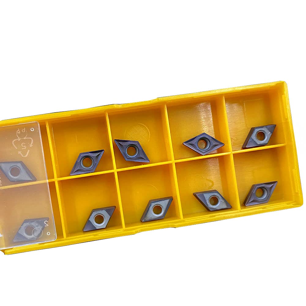 10pcs DCMT21.51 Carbide Lathe Turning Inserts - Indexable Cutting Tool Bits for SDJCR/L Tool Holder | High Precision Metalworking | Ideal for CNC Turning, Milling & Machining Operations (Bronze Coating)