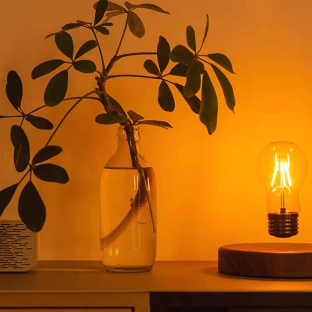 Magnetic Levitating Floating Wireless LED Light Bulb Desk Lamp - Futuristic Sci-Fi Decor for Bedroom, Office & Gifts | Energy-Efficient Ambient Lighting for Home, Workspace & Unique Present Ideas