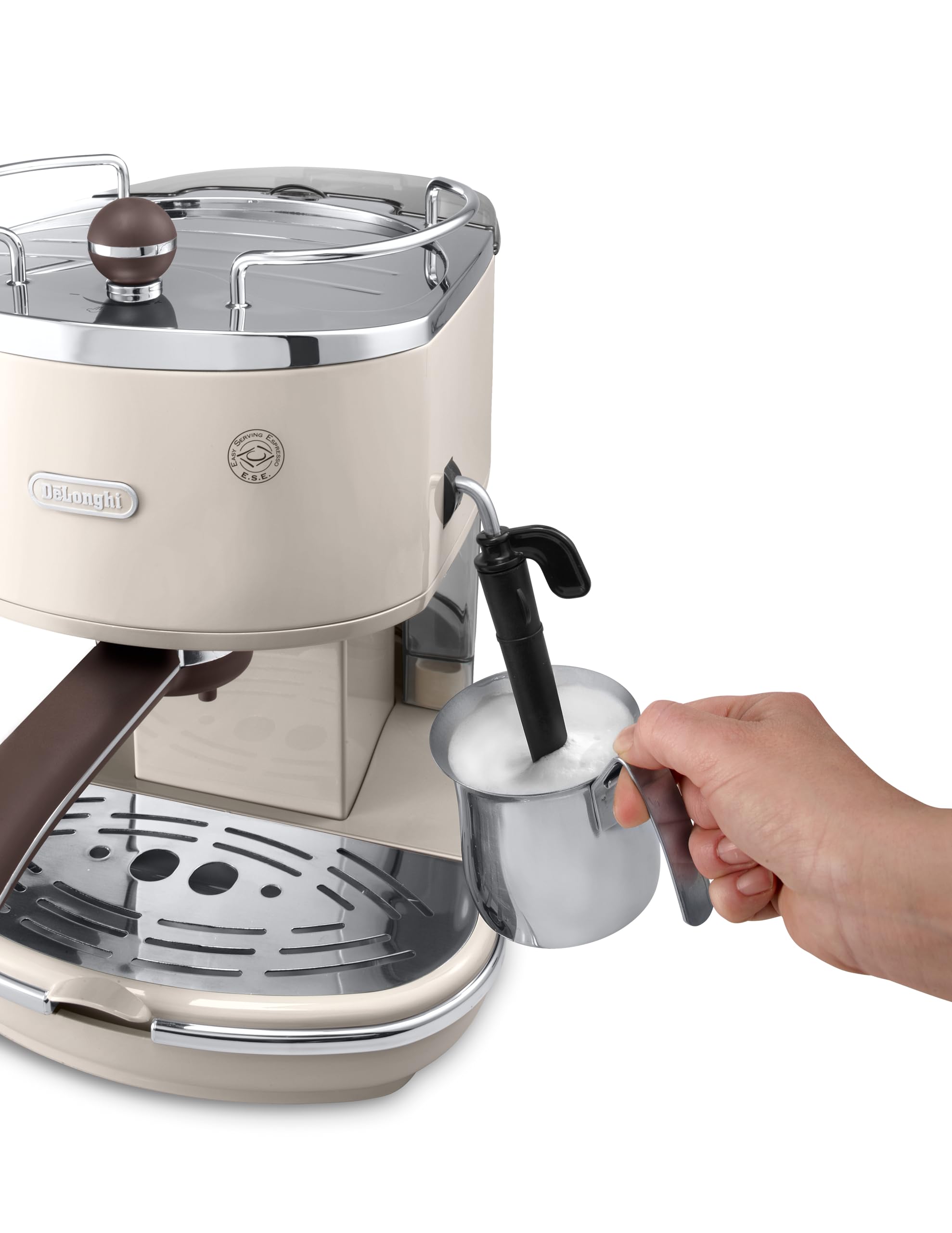 De'Longhi Vintage Icona Traditional Barista Pump Espresso Machine - 1.4L Cream Coffee Maker for Cappuccino & Latte | Perfect for Home Baristas & Coffee Lovers | ECOV311BG