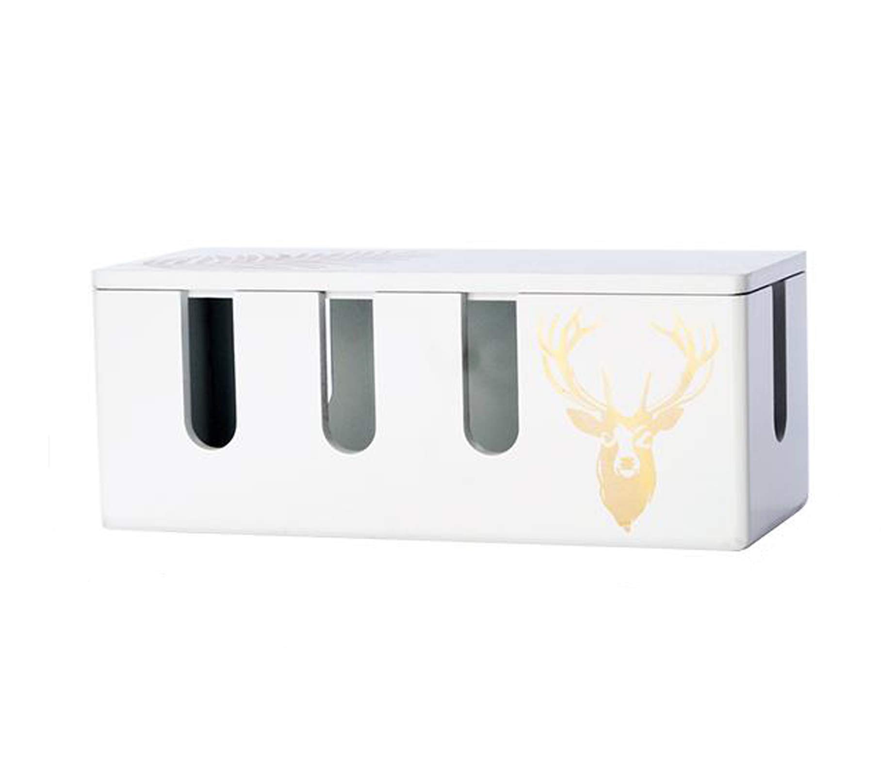 Wooden Cable Organizer Box for Power Strips & Extension Cords - Cable Management Solution to Hide & Store Wires (12.5 x 11.5 x 5 cm) - Perfect for Home Office & Living Room Organization