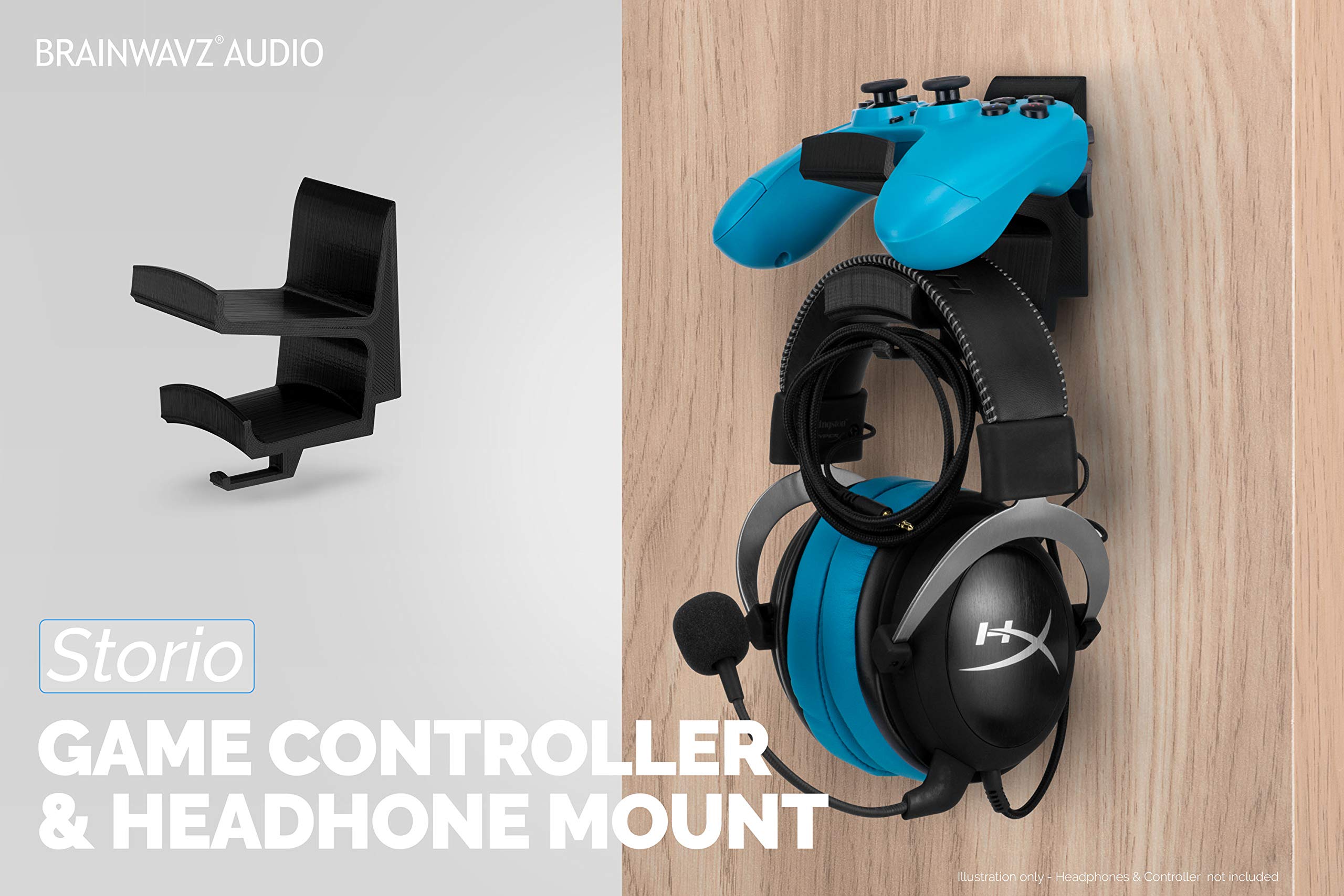 BRAINWAVZ STORIO Gamepad & Headphone Stand for Xbox, PS5, Switch, PC - Gaming Setup Organizer