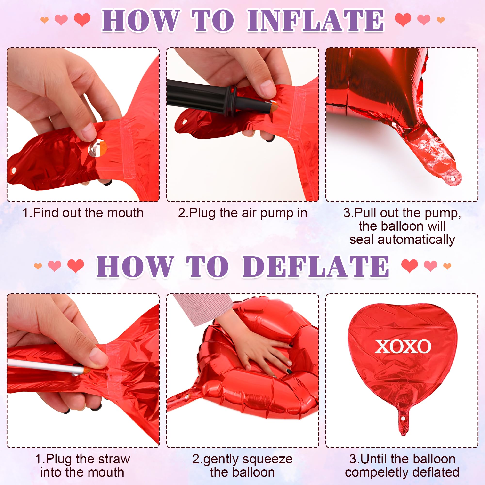 12 Pcs Valentine's Day Heart Balloons - 18 Inch Red Pink Silver Foil Heart-Shaped Balloons for Wedding, Engagement, Anniversary & Party Decorations | Romantic Backdrop, Photo Props & Home Decor