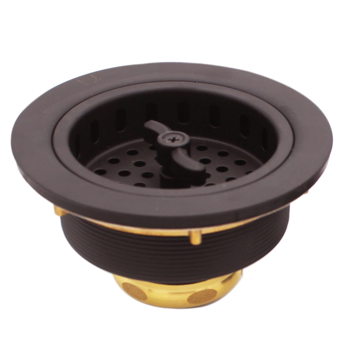 Westbrass D2155-12 Large Kitchen Basket Strainer with Wing Nut, Waste Disposal Flange & Stopper - Oil Rubbed Bronze for Sink Drainage & Food Waste Management
