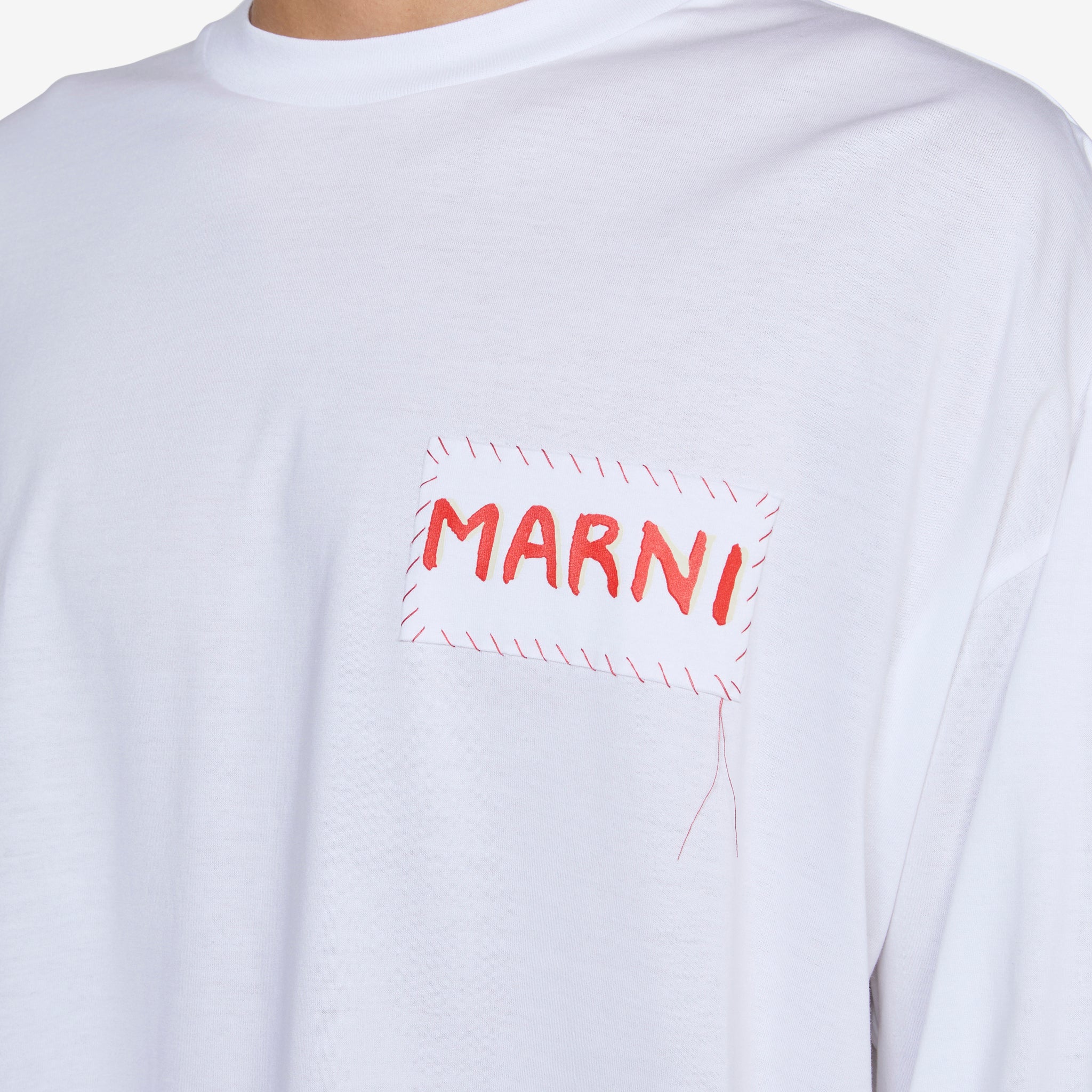 Stitch Logo Long Sleeve T-Shirt for Women - Soft Cotton Crewneck Top in Lily White | Casual Wear, Street Style & Everyday Outfits