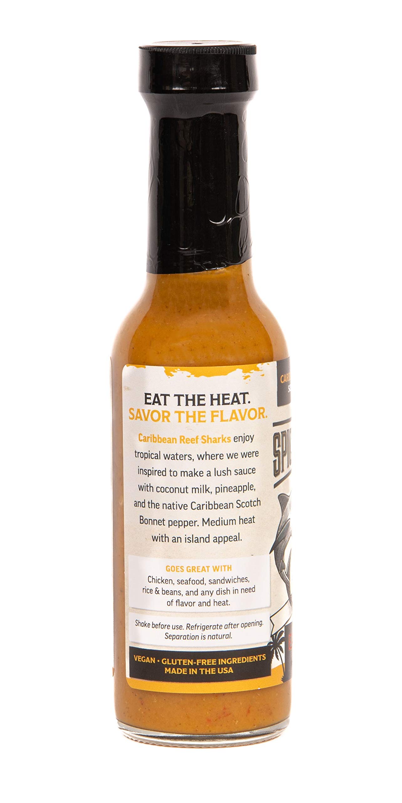 Spicy Shark Caribbean Reef Shark Scotch Bonnet Pepper Hot Sauce 5oz - Hot Ones Featured Island Style Hot Sauce for Wings, Tacos, Burgers & Seafood