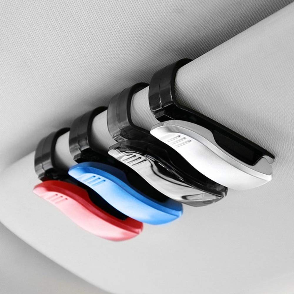 Red Car Sunglasses Holder & Clip - Secure Glasses, Tickets & Cards - Sun Visor Mount Accessory for Auto Interior Organization - Perfect for Road Trips & Daily Commutes