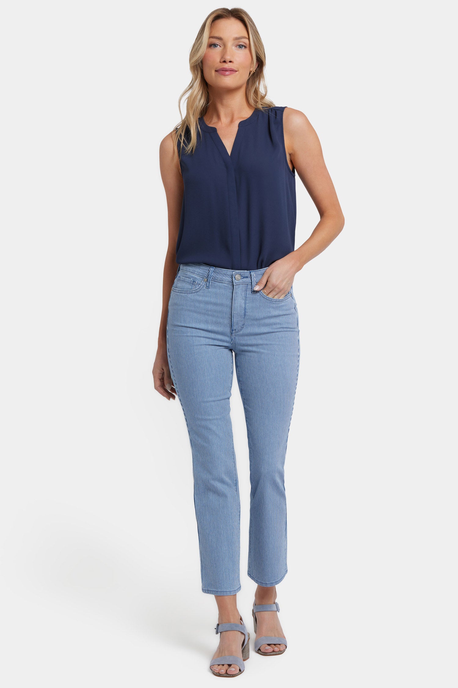 Billie Mini Bootcut Ankle Jeans - Women's High Waisted Stretch Denim Pants with Villa Vista Stripe | Perfect for Casual Outfits, Date Nights & Weekend Wear
