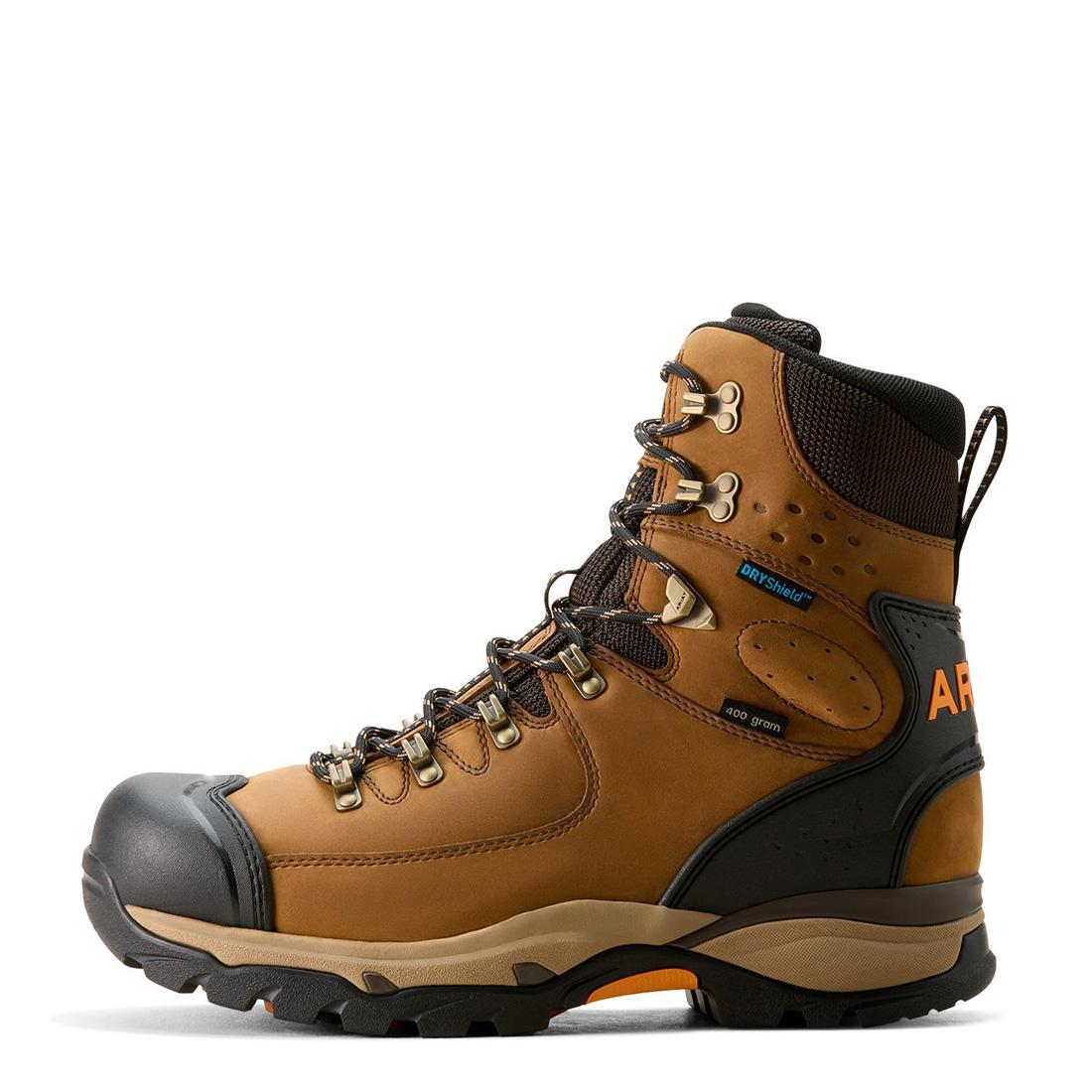 Endeavor 8 Inch Soft Toe Waterproof Insulated Work Boots for Men - Dusty Brown - Winter & Outdoor Safety Shoes for Construction, Hiking & Cold Weather