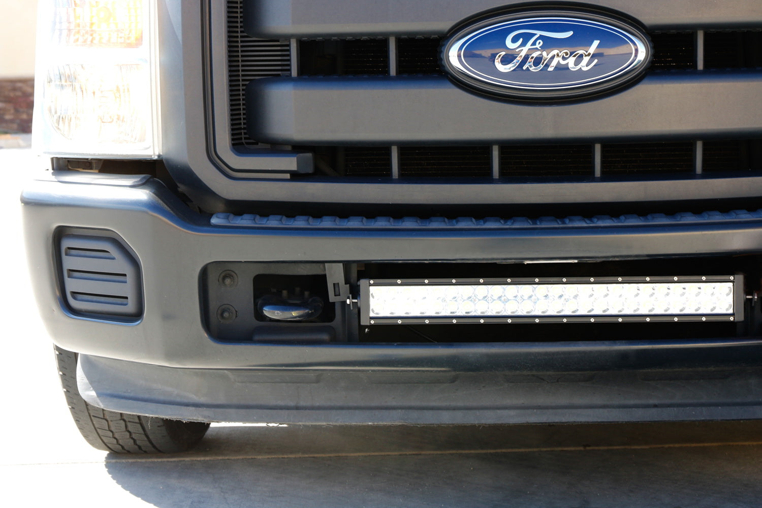 144W 25 LED Light Bar with Lower Bumper Brackets & Wiring Harness for 2011-2016 Ford F250 F350 Super Duty - Off-Road, Fog Lights, Night Driving, Truck Accessories