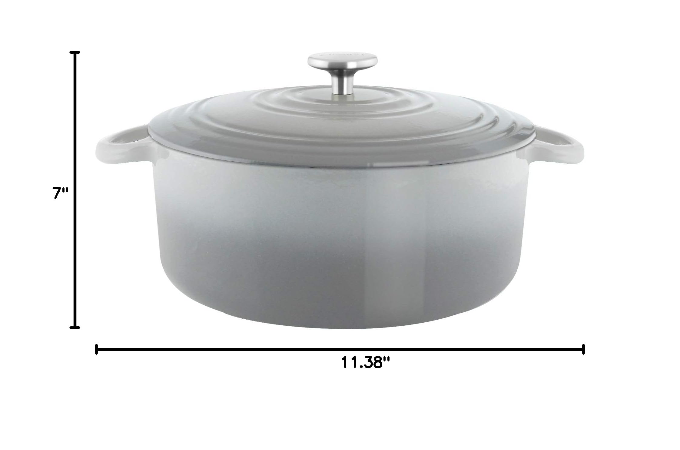 Premium Chantal 7 Quart Enameled Cast Iron Dutch Oven - US Formulated Fade Grey Enamel for Baking, Braising & Slow Cooking