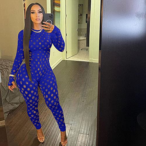 Sexy Women's Club Outfits - Long Sleeve Bodysuit Jumpsuit with Bodycon Leggings | Nightclub, Party & Date Night Outfits for Women | Fashion One-Piece Pants Suit