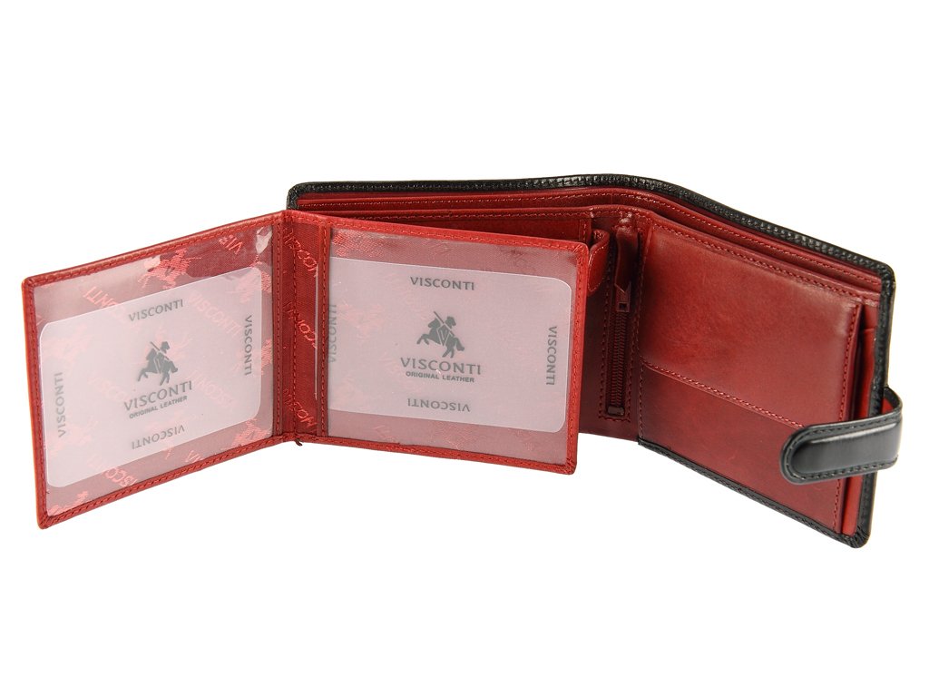 Visconti TR-35 Classic Tri-Fold Leather Wallet with ID Window & Coin Pocket - Black | Slim RFID Blocking Bifold Wallet for Men, Perfect for Everyday Carry & Business Use