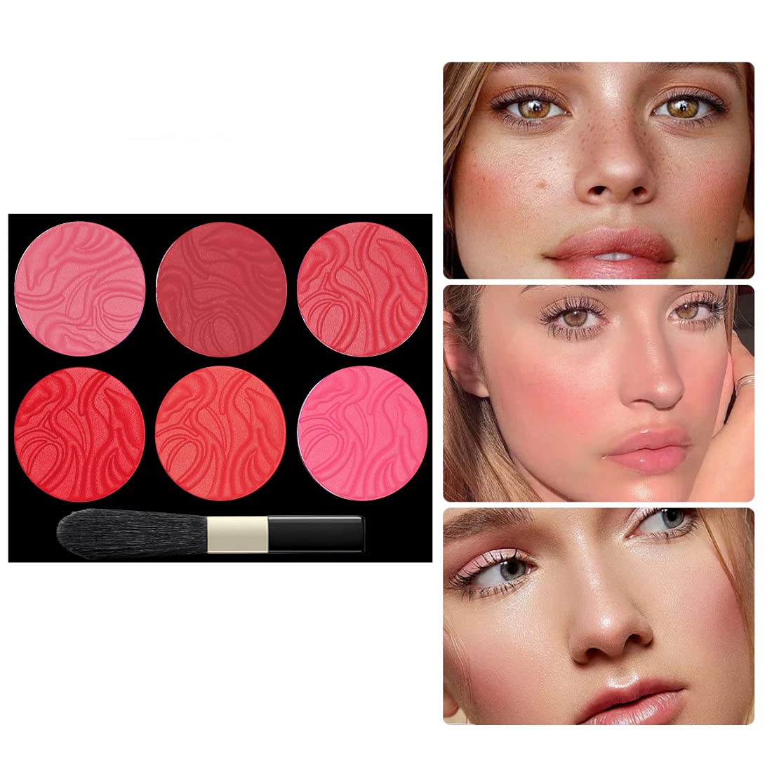 FIRSTZON 6-Color Shimmer Blusher Palette - Cool Tone Cheek Makeup Set for Contouring & Highlighting | Perfect for Everyday Glam & Special Occasions