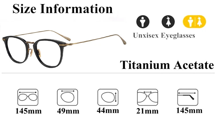 Stylish Black Unisex Full Rim Titanium Acetate Square Eyeglasses 5307 - Perfect for Work, Reading & Fashion