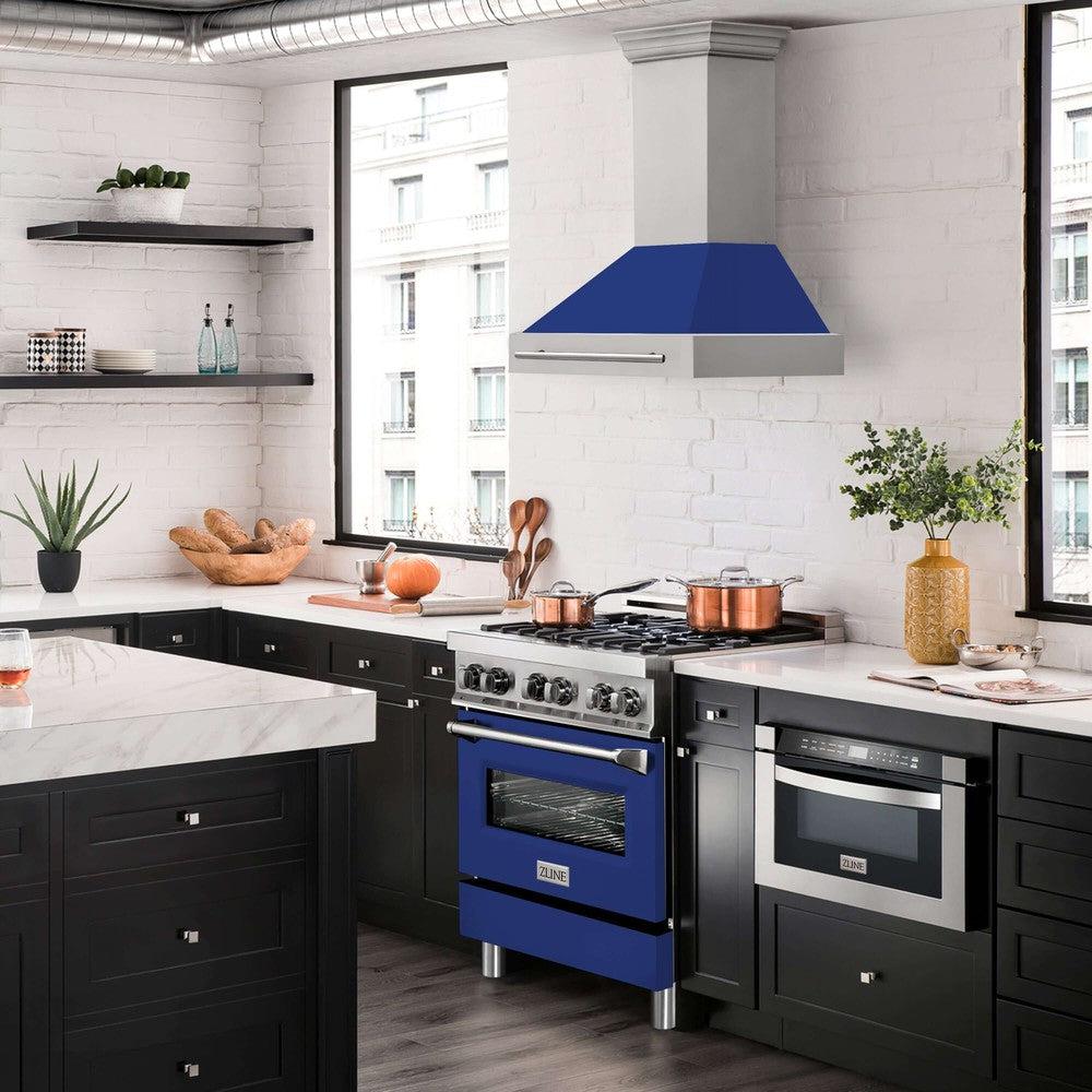 ZLINE 30 Inch Stainless Steel Range Hood - 8654STX 30 | Modern Kitchen Vent Hood with Colored Shell Options & Stainless Steel Handle | Perfect for Home Chefs & Open Concept Kitchens