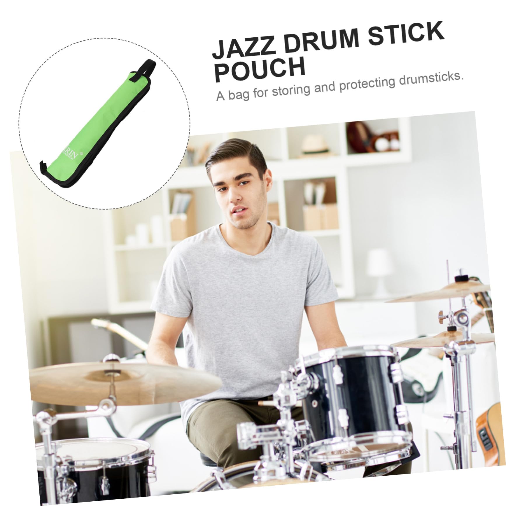 VICASKY Snare Drum Stick Bag - Durable Oxford Cloth Drumstick Case with Stand Holder - Travel Accessories for Drummers (Green) - Perfect for Gig Travel, Band Practice & Music Lessons