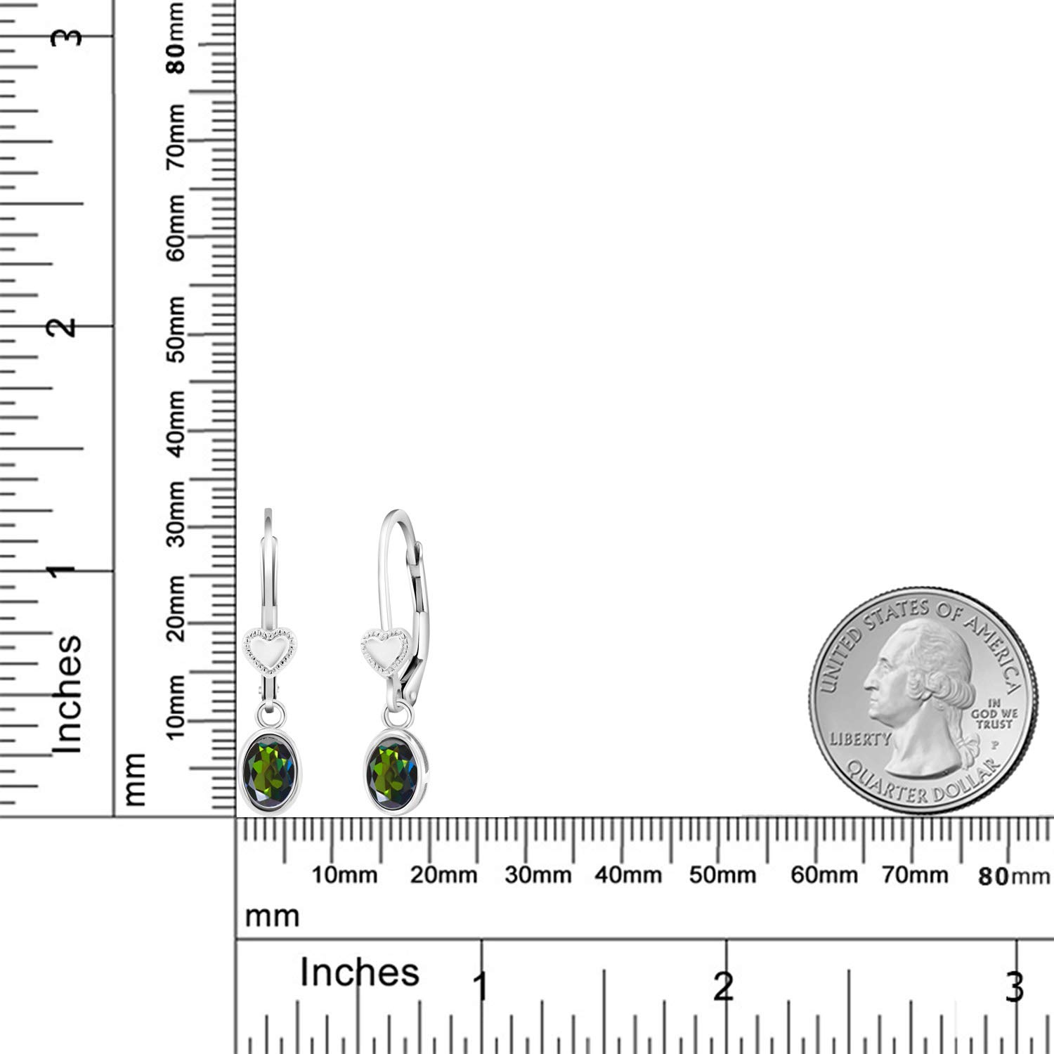 1.60 Ct Oval Green Mystic Topaz Sterling Silver Earrings for Women - 925 Silver Dangle Earrings with Genuine Gemstone - Perfect for Parties, Weddings & Special Occasions