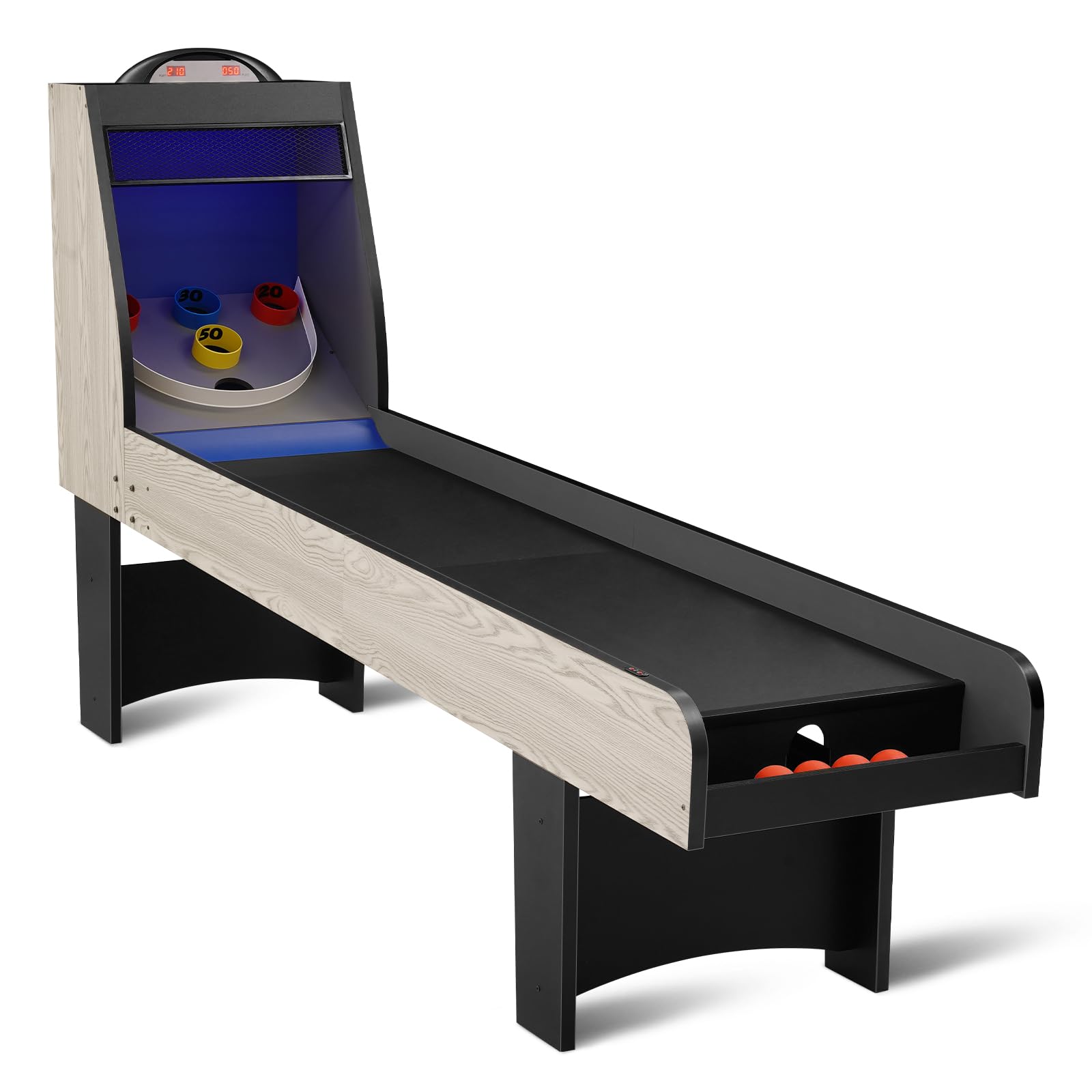 Roll and Score Classic Arcade Game Table - 8ft LED Electronic Scorer with Sound & Auto Ball Return - Fun for Adults & Kids - Perfect for Game Rooms, Family Gatherings & Entertainment Centers (Includes 4 Balls)