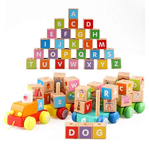 Montessori Wooden ABC Blocks - Educational Stacking Toy for Kids 3+ | Preschool Learning & Gift