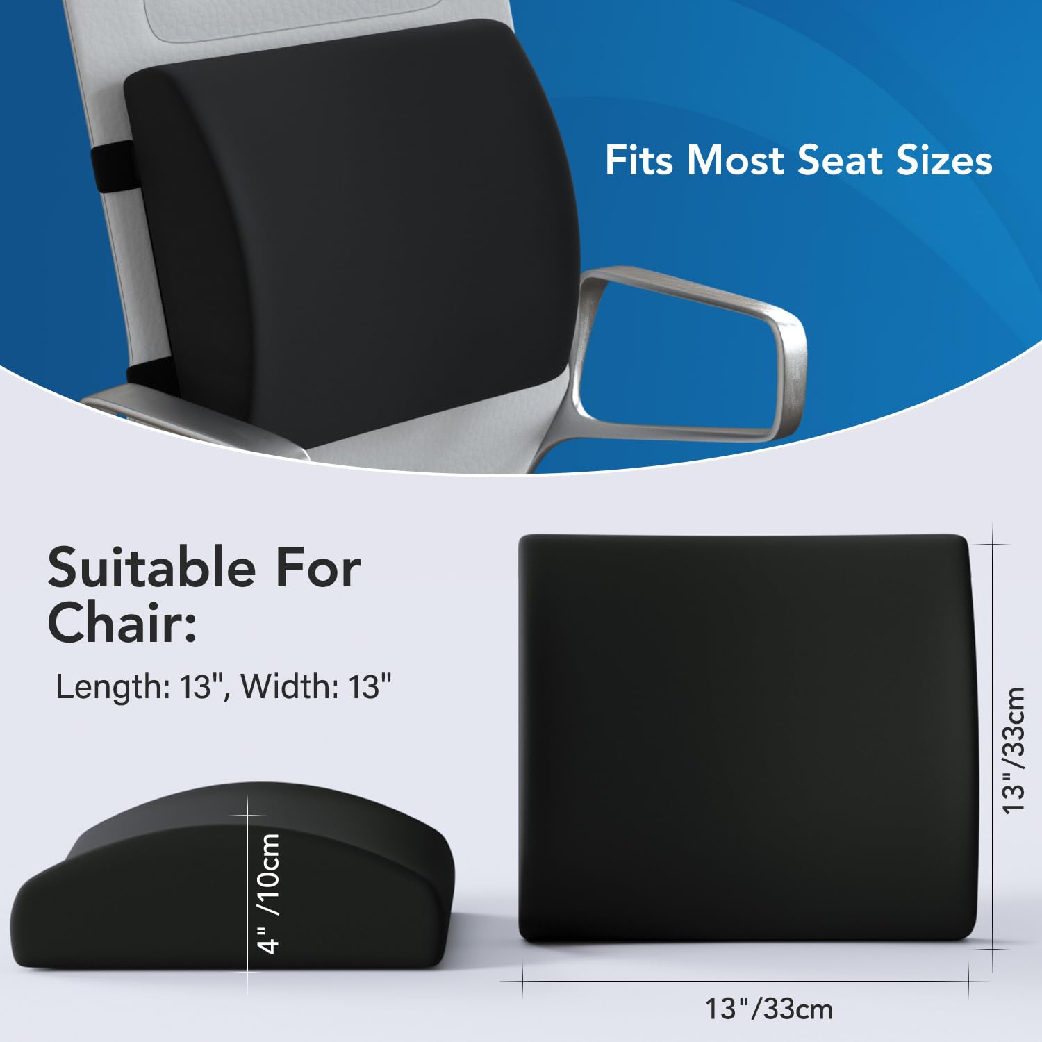 Premium Memory Foam Seat Cushion for Sciatica & Back Pain Relief - Orthopedic Lumbar Support Pillow for Office Chairs, Car Seats & Wheelchairs - Ergonomic Coccyx Cushion with Washable Cover (Black) - Perfect for Long Work Hours, Road Trips & Mobility Comfort