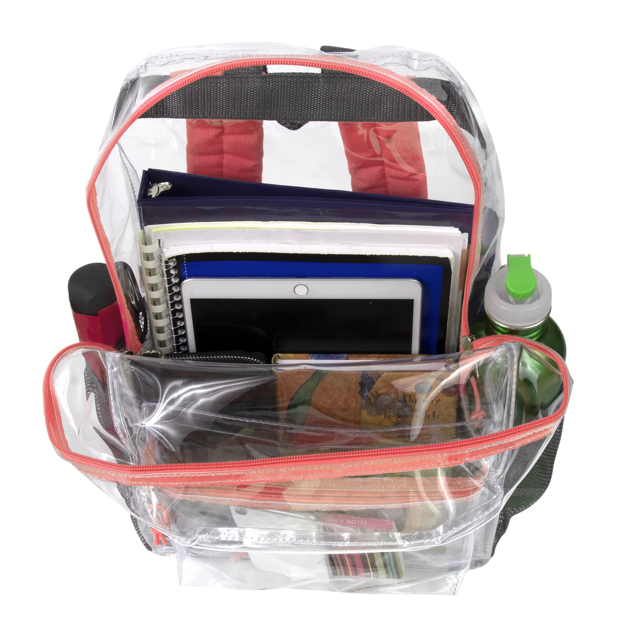 Trail Maker Heavy Duty Clear Backpack with Padded Straps & Side Pockets - School Approved Transparent Bag for Kids, Boys & Girls - Perfect for Stadium Events, Concerts & Travel
