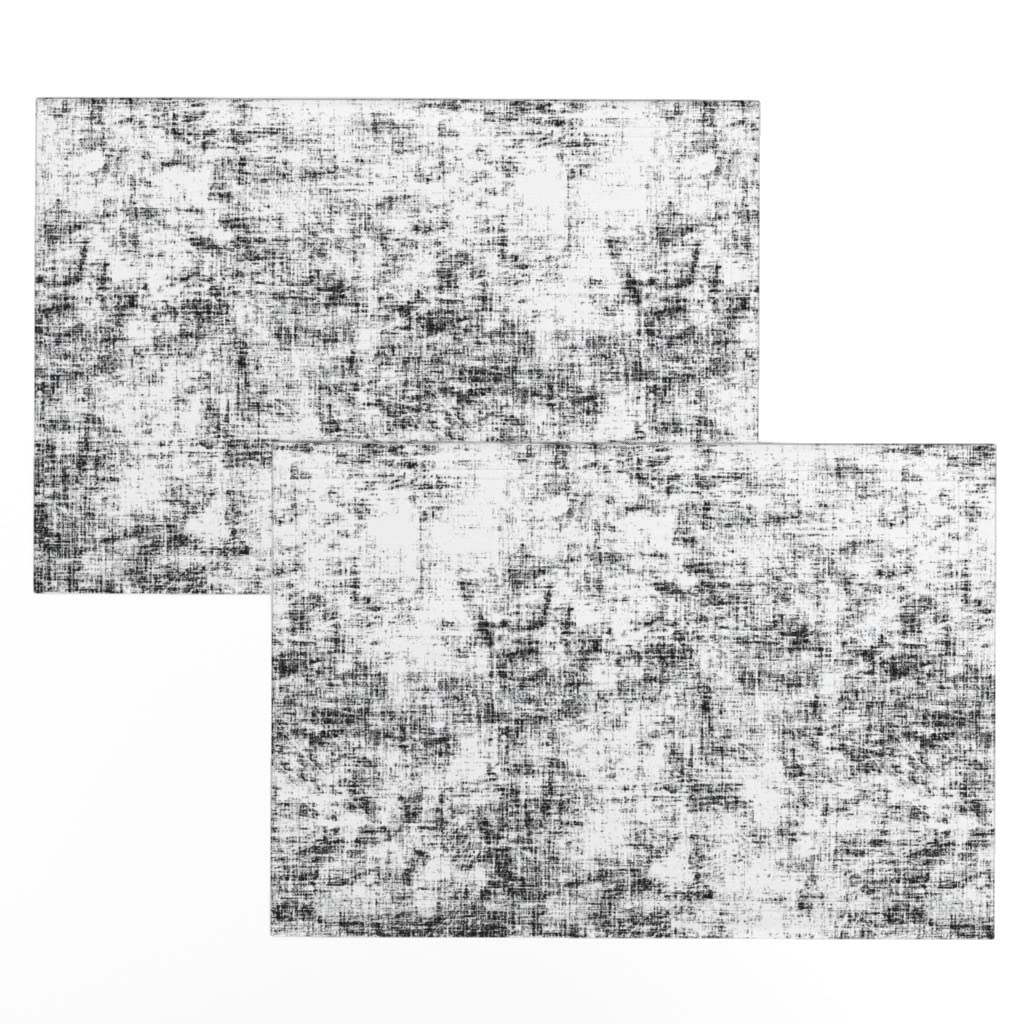 Premium Linen Cotton Canvas Placemats Set of 2 - Grunge White Black Distressed Abstract Modern Table Mats for Dining Room, Kitchen & Home Decor - Washable & Durable Place Settings for Everyday Use