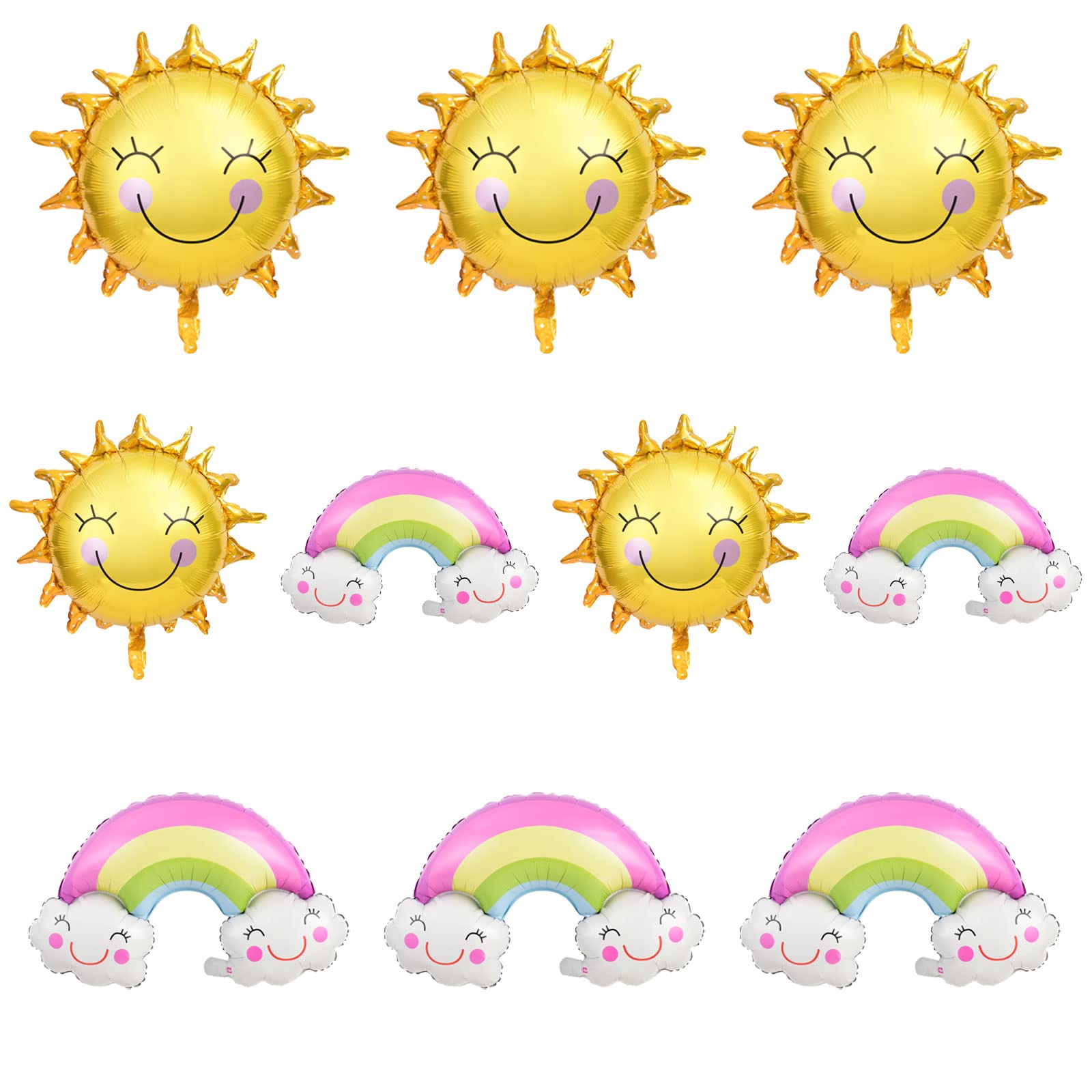 HAIOPS Sun Balloons - Rainbow Foil Balloons for Birthday Party Decorations, Baby Showers, Graduations & Special Events