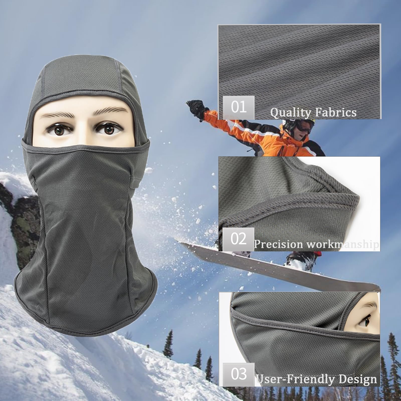 Custom Balaclava Face Mask for Men & Women - Personalized Ski Balaclava with Text/Image - Black & Blue Options - Kids Balaclava Hood - Perfect for Skiing, Snowboarding, Motorcycling & Outdoor Winter Activities